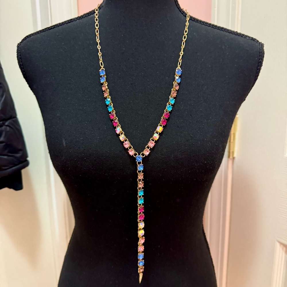 Christian Siriano Multicolor Crystal Y-Necklace